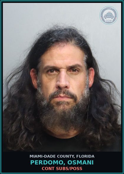 CCW arrest card for PERDOMO, OSMANI in Miami-Dade County: CONT SUBS/POSS