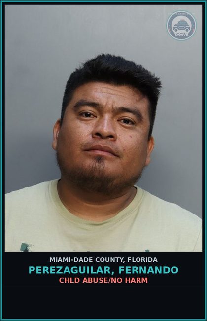 CCW arrest card for PEREZAGUILAR, FERNANDO in Miami-Dade County: chld ABUSE/NO HARM
