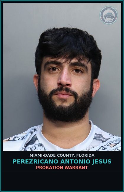 CCW arrest card for PEREZRICANO ANTONIO  JESUS in Miami-Dade County: PROBATION WARRANT
