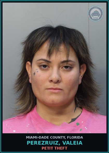 CCW arrest card for PEREZRUIZ, VALEIA in Miami-Dade County: PETIT THEFT