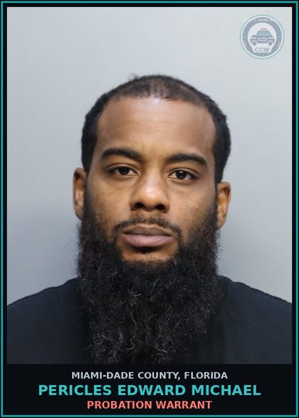 CCW arrest card for PERICLES EDWARD  MICHAEL in Miami-Dade County: PROBATION WARRANT