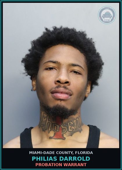 CCW arrest card for PHILIAS DARROLD in Miami-Dade County: PROBATION WARRANT