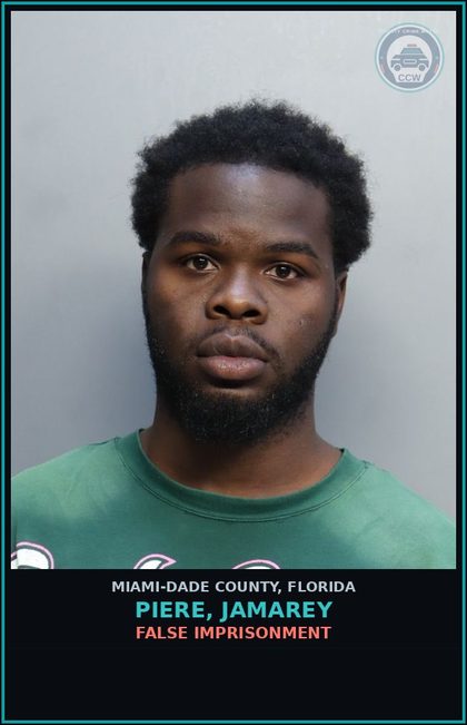 CCW arrest card for PIERE, JAMAREY in Miami-Dade County: FALSE IMPRISONMENT