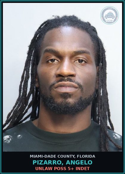 CCW arrest card for PIZARRO, ANGELO in Miami-Dade County: CREDIT CARD/DEALING