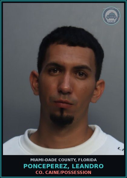 CCW arrest card for PONCEPEREZ, LEANDRO in Miami-Dade County: COCAINE/POSSESSION