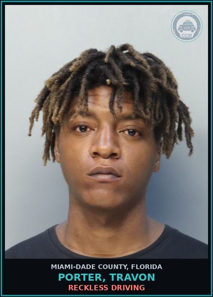 CCW arrest card for PORTER, TRAVON in Miami-Dade County: RECKLESS DRIVING