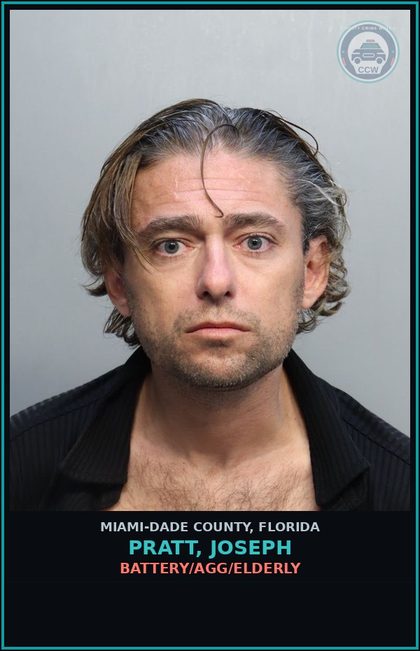 CCW arrest card for PRATT, JOSEPH in Miami-Dade County: BATTERY/AGG/ELDERLY