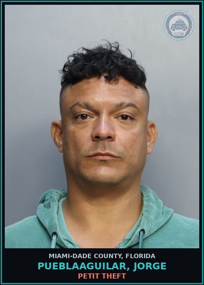 CCW arrest card for PUEBLAAGUILAR, JORGE in Miami-Dade County: PETIT THEFT