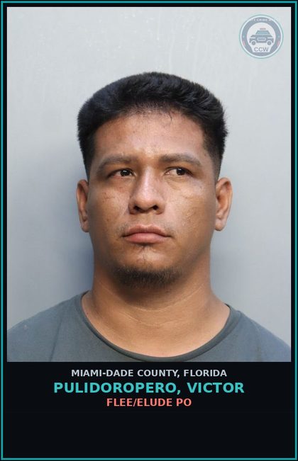 CCW arrest card for PULIDOROPERO, VICTOR in Miami-Dade County: FLEE/ELUDE PO