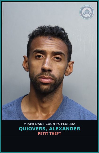 CCW arrest card for QUIOVERS, ALEXANDER in Miami-Dade County: PETIT THEFT