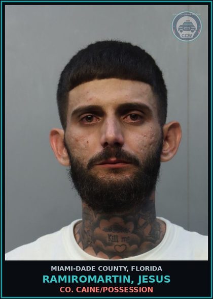 CCW arrest card for RAMIROMARTIN, JESUS in Miami-Dade County: COCAINE/POSSESSION