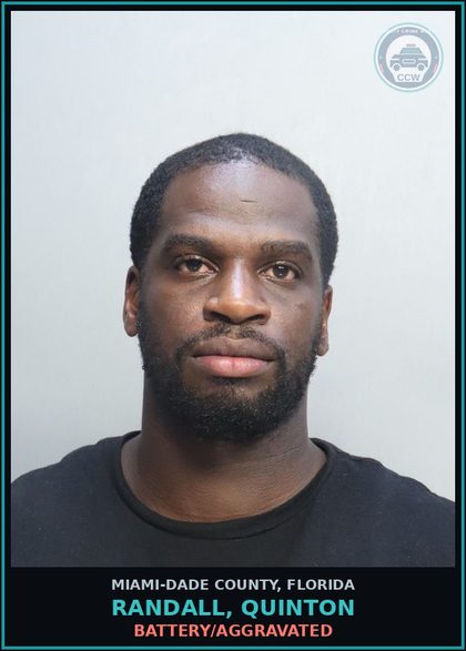 CCW arrest card for RANDALL, QUINTON in Miami-Dade County: BATTERY/AGGRAVATED