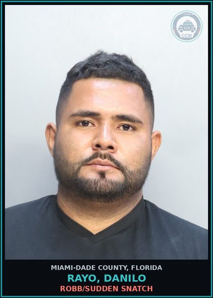 CCW arrest card for RAYO, DANILO in Miami-Dade County: ROBB/SUDDEN SNATCH