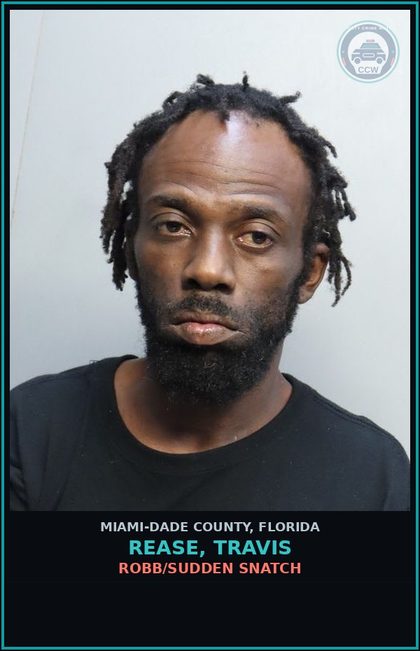 CCW arrest card for REASE, TRAVIS in Miami-Dade County: ROBB/SUDDEN SNATCH