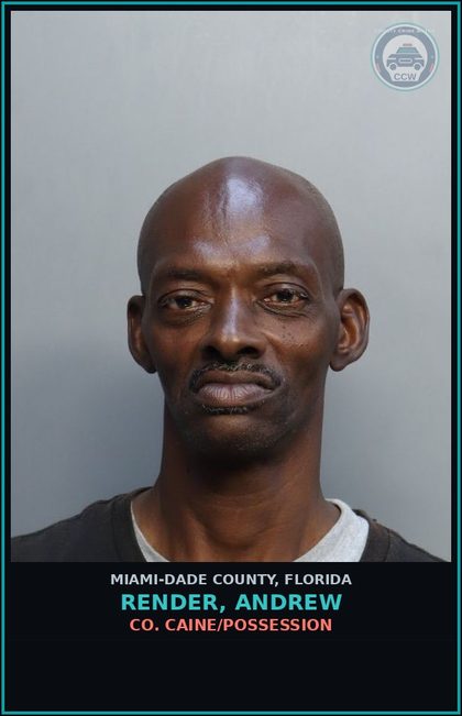 CCW arrest card for RENDER, ANDREW in Miami-Dade County: COCAINE/POSSESSION