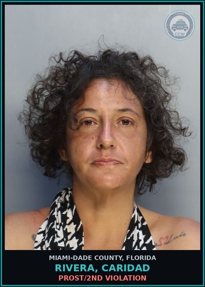 CCW arrest card for RIVERA, CARIDAD in Miami-Dade County: PROST/2ND VIOLATION