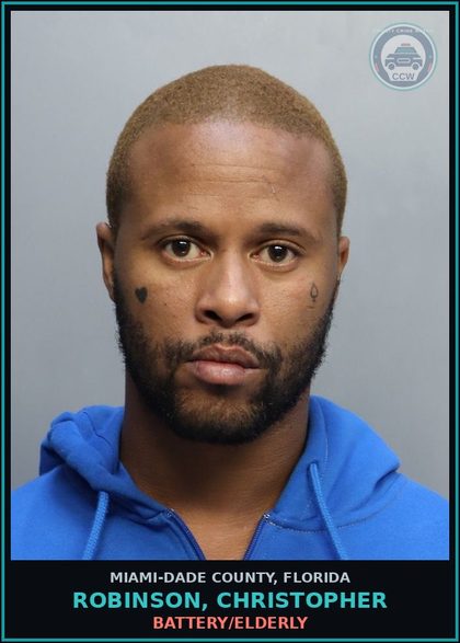 CCW arrest card for ROBINSON, CHRISTOPHER in Miami-Dade County: BATTERY/ELDERLY