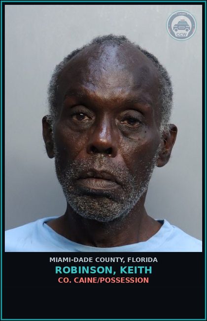 CCW arrest card for ROBINSON, KEITH in Miami-Dade County: COCAINE/POSSESSION