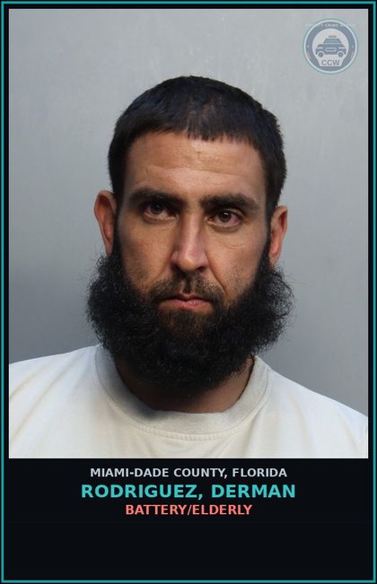 CCW arrest card for RODRIGUEZ, DERMAN in Miami-Dade County: BATTERY/ELDERLY