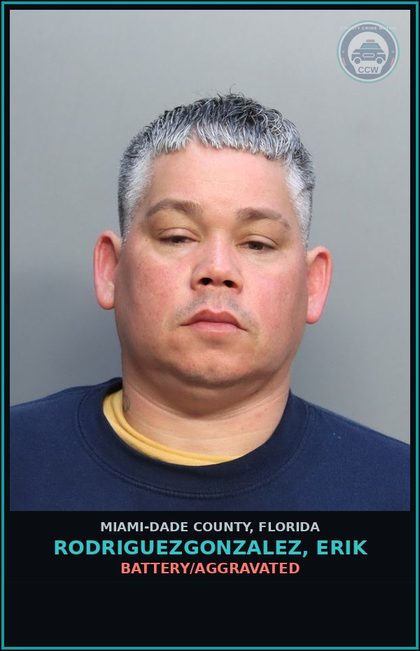 CCW arrest card for RODRIGUEZGONZALEZ, ERIK in Miami-Dade County: BATTERY/AGGRAVATED