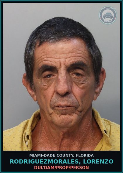 CCW arrest card for RODRIGUEZMORALES, LORENZO in Miami-Dade County: DUI/DAM/PROP/PERSON