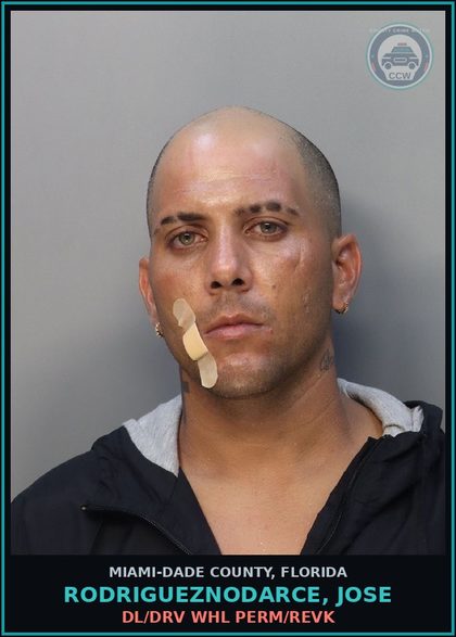 CCW arrest card for RODRIGUEZNODARCE, JOSE in Miami-Dade County: DL/DRV WHL PERM/REVK