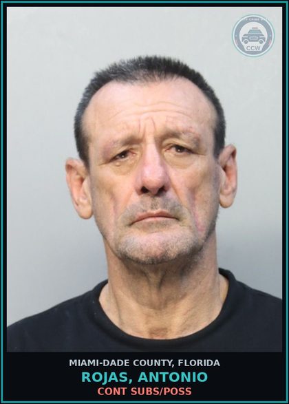 CCW arrest card for ROJAS, ANTONIO in Miami-Dade County: CONT SUBS/POSS