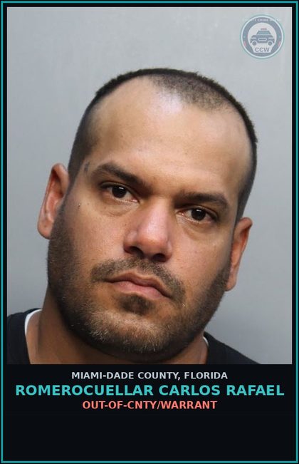 CCW arrest card for ROMEROCUELLAR CARLOS  RAFAEL in Miami-Dade County: OUT-OF-CNTY/WARRANT