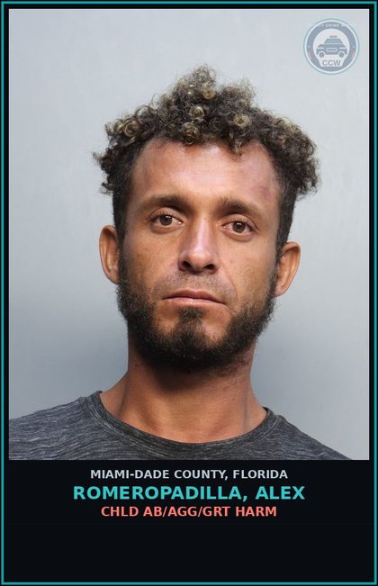 CCW arrest card for ROMEROPADILLA, ALEX in Miami-Dade County: CHLD AB/AGG/GRT HARM