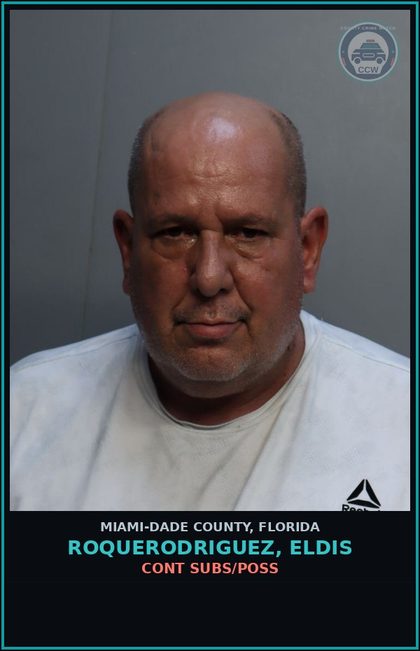 CCW arrest card for ROQUERODRIGUEZ, ELDIS in Miami-Dade County: CONT SUBS/POSS