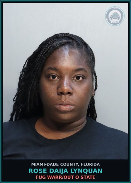 CCW arrest card for ROSE DAIJA  LYNQUAN in Miami-Dade County: FUG WARR/OUT O STATE