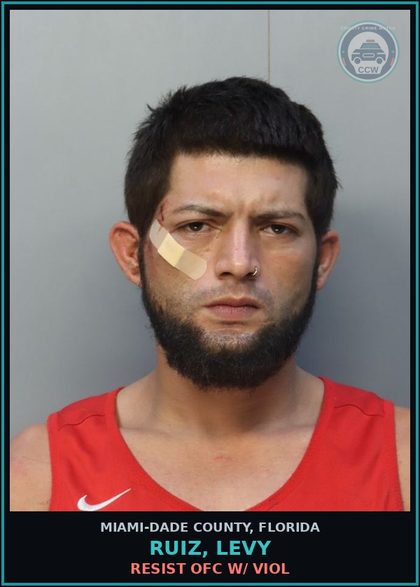 CCW arrest card for RUIZ, LEVY in Miami-Dade County: BAT/FIRE/COR/6/16/26