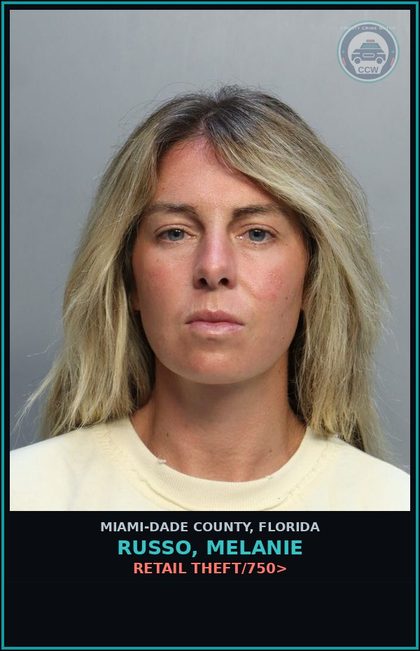 CCW arrest card for RUSSO, MELANIE in Miami-Dade County: RETAIL THEFT/750>