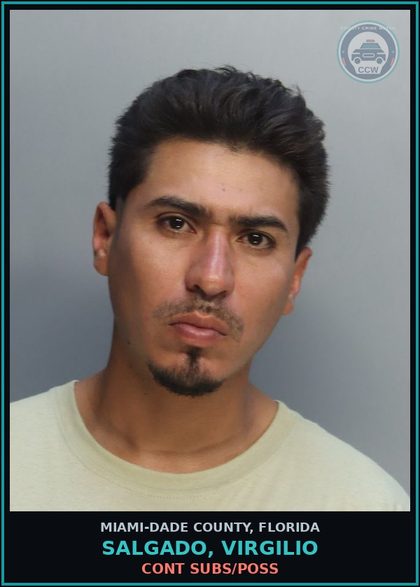 CCW arrest card for SALGADO, VIRGILIO in Miami-Dade County: CONT SUBS/POSS