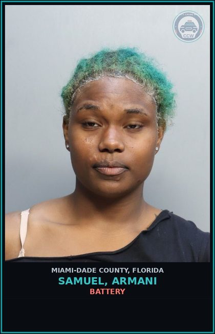 CCW arrest card for SAMUEL, ARMANI in Miami-Dade County: BATTERY