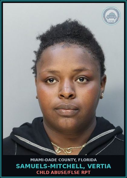 CCW arrest card for SAMUELS-MITCHELL, VERTIA in Miami-Dade County: chld ABUSE/FLSE RPT