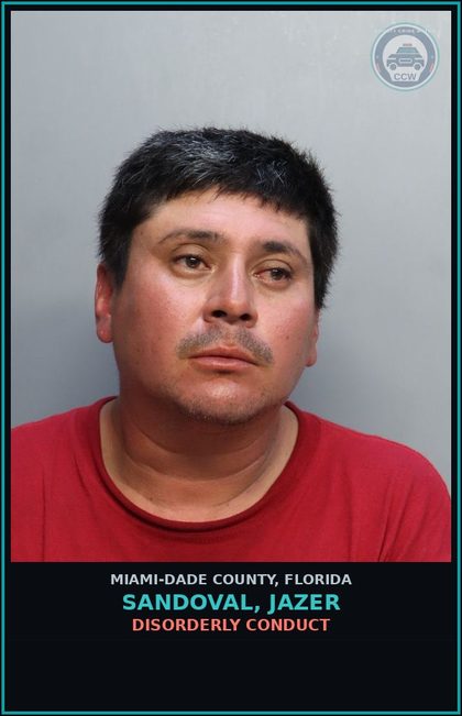 CCW arrest card for SANDOVAL, JAZER in Miami-Dade County: REST O W/O VIOL