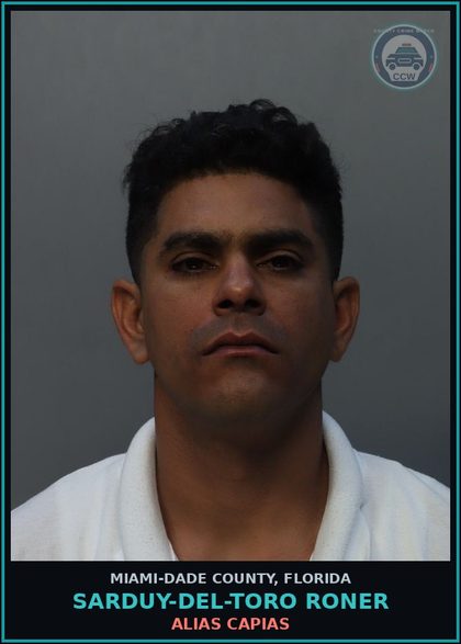 CCW arrest card for SARDUY-DEL-TORO RONER in Miami-Dade County: ALIAS CAPIAS