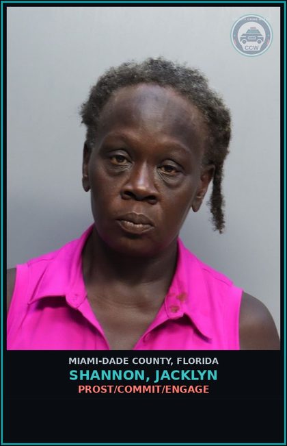 CCW arrest card for SHANNON, JACKLYN in Miami-Dade County: PROST/COMMIT/ENGAGE