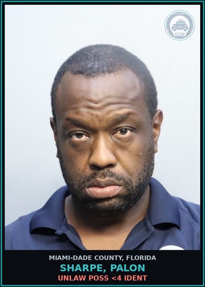CCW arrest card for SHARPE, PALON in Miami-Dade County: PETIT THEFT