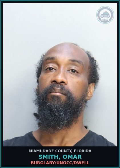 CCW arrest card for SMITH, OMAR in Miami-Dade County: BURGLARY/UNOCC/DWELL