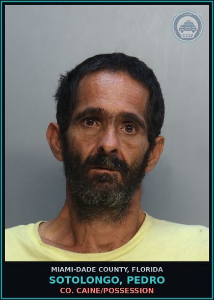 CCW arrest card for SOTOLONGO, PEDRO in Miami-Dade County: COCAINE/POSSESSION