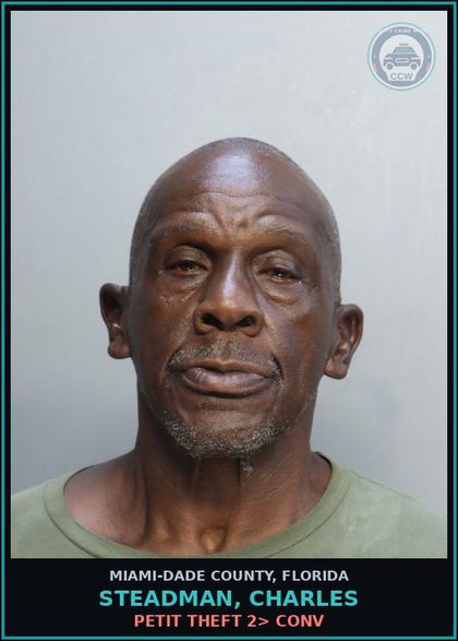 CCW arrest card for STEADMAN, CHARLES in Miami-Dade County: PETIT THEFT 2> CONV