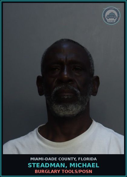 CCW arrest card for STEADMAN, MICHAEL in Miami-Dade County: BURGLARY TOOLS/POSN