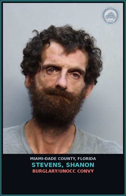 CCW arrest card for STEVENS, SHANON in Miami-Dade County: BURGLARY/UNOCC CONVY