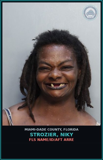 CCW arrest card for STROZIER, NIKY in Miami-Dade County: FLS NAME/ID/AFT ARRE