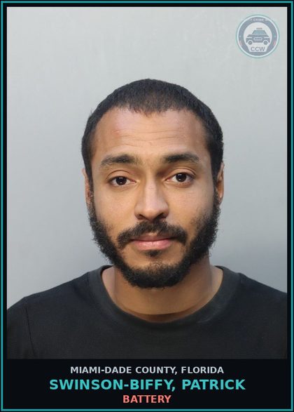 CCW arrest card for SWINSON-BIFFY, PATRICK in Miami-Dade County: BATTERY