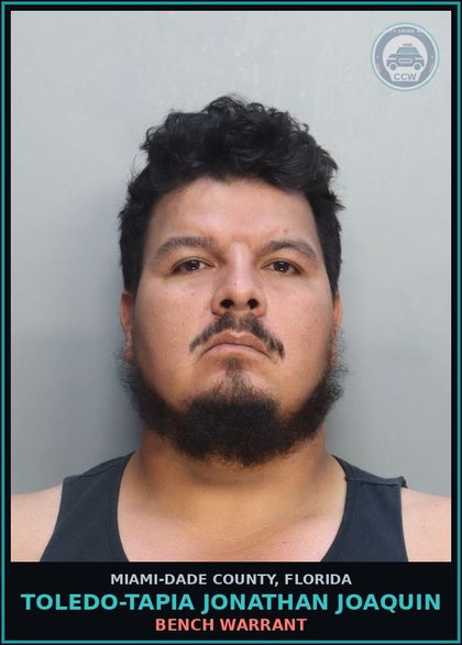 CCW arrest card for TOLEDO-TAPIA JONATHAN  JOAQUIN in Miami-Dade County: BENCH WARRANT