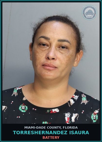 CCW arrest card for TORRESHERNANDEZ ISAURA in Miami-Dade County: BATTERY