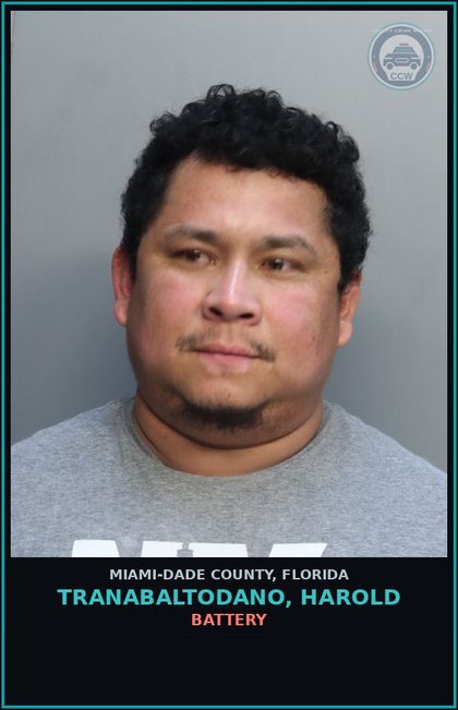 CCW arrest card for TRANABALTODANO, HAROLD in Miami-Dade County: BATTERY